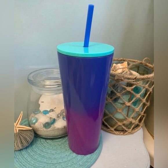 Starbucks Blue Tully Scalloped Cup Stainless Steel Cold Tumbler 24oz Venti NWT - Picture 6 of 7